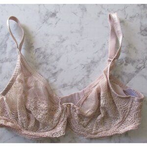 Freya Bra 36DD Beige Tan Lace Underwire Back Closure